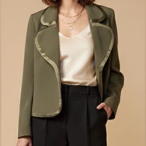 Vintage SUNNY CHOI 100% Silk Cropped Blazer - Size 14 - Made in Canada